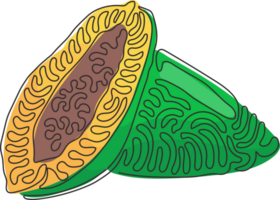 Célibataire un ligne dessin décortiqué épis de sucré maïs. Frais légume avec haute sucre. immature récolté. tourbillon boucle cercle style. continu ligne dessiner conception graphique illustration png