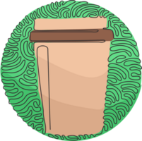 solteiro contínuo linha desenhando descartável Leve embora café copo. cartão café caneca para expresso, cappuccino bebida. redemoinho ondulação círculo estilo. 1 linha desenhar gráfico Projeto ilustração png