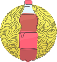 doorlopend een lijn tekening zacht drinken in fles plastic. verkoudheid Frisdrank voor verfrissend gevoel. drinken naar blussen dorst. kolken krullen cirkel stijl. single lijn ontwerp grafisch illustratie png