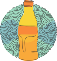 Single one line drawing soft drink in bottle glass. Cold soda for refreshing feeling. Drink to quench thirst. Swirl curl circle style. Continuous line design graphic illustration png