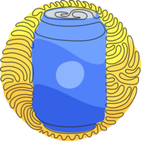 Single one line drawing cola soda in aluminum can. Cold soft drink to crave for refreshing feeling. Swirl curl circle style. Modern continuous line draw design graphic illustration png