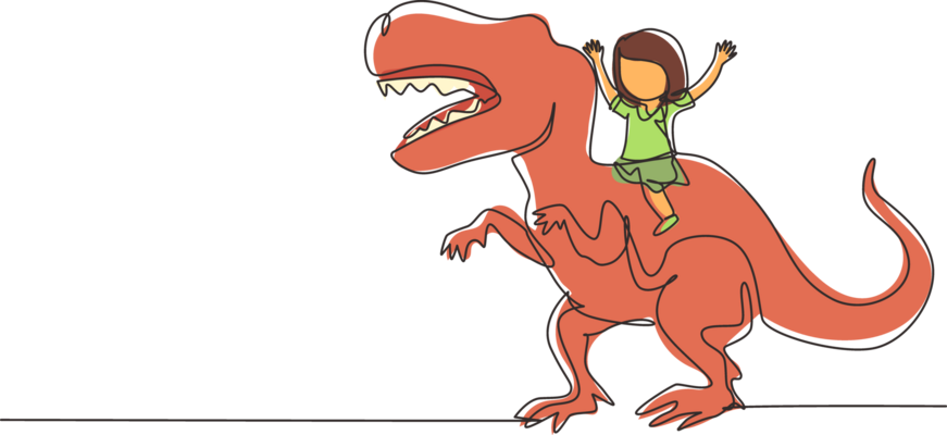 único desenho de uma linha garotinho homem das cavernas montando  brontossauro. jovem sentado nas costas do dinossauro. antigo conceito de  vida humana. ilustração em vetor gráfico de desenho de linha contínua  moderna