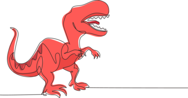 singolo uno linea disegno tirannosauro rex. ruggente tirannosauro. preistorico carnivoro dinosauro. estinto antico animali. animale storia. continuo linea disegnare design grafico illustrazione png