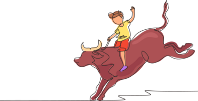 Célibataire continu ligne dessin content peu garçon équitation hippopotame. enfant séance sur retour hippopotame dans zoo. des gamins apprentissage à balade hippopotame. dynamique un ligne dessiner graphique conception illustration png