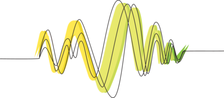 kontinuerlig ett linje teckning ljud vågor. audio spelare. audio utjämnare teknologi, puls musikalisk. musik audio frekvens, röst linje vågform. radio signal. enda linje dra design grafisk png