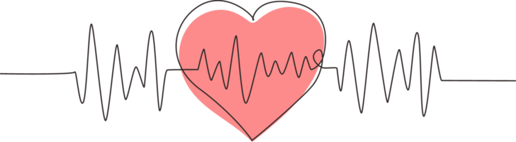 doorlopend een lijn tekening hart pulse logo icoon. rood en wit kleuren. hartslag eenzaam, cardiogram. mooi gezondheidszorg, medisch achtergrond. single lijn trek ontwerp grafisch illustratie png