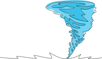 soltero uno línea dibujo chapoteo de agua vórtice y retorcido forma. agua girando imagen aislado. tornado de agua. giratorio tornado. moderno continuo línea dibujar diseño gráfico ilustración png