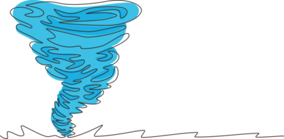 Single kontinuierlich Linie Zeichnung Tornado von Wasser. rotierend Twister. Spritzen von Wasser Wirbel und verdrehte Form. Whirlpool von Wasser, Strudel auf Weiß isoliert. einer Linie zeichnen Design Illustration png