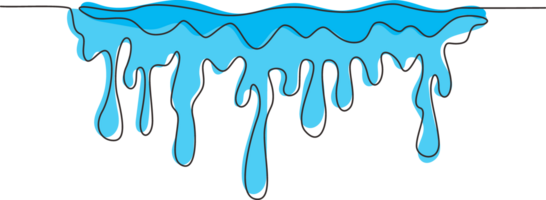 continu un ligne dessin liquide goutte. l'eau tache, éclaboussures, gouttes. tache de peindre écoulement et gouttes. abstrait aqua formes isolé. Célibataire ligne dessiner conception illustration png