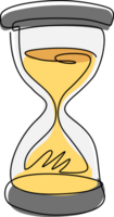 Single one line drawing vintage hourglass, sandglass timer or clock flat icon for apps and websites. Timer, countdown, urgent concept. Modern continuous line draw design graphic illustration png