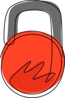 Single continuous line drawing flat kettlebells icon symbol sign from modern gym and fitness collection for mobile concept and web app. Dynamic one line draw graphic design illustration png