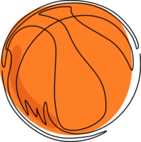 Single einer Linie Zeichnung Basketball Ball Symbol. sportlich Ausrüstung Dekoration. texturiert Ball zum Sport Design. Mannschaft Spiel Turnier, Wettbewerb Poster. kontinuierlich Linie zeichnen Grafik Illustration png