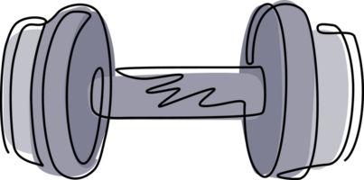 Célibataire continu ligne dessin haltères plat icône. mince ligne panneaux pour conception logo, visite carte. contour symbole pour la toile conception ou mobile application. haltères contour pictogramme. un ligne dessiner graphique png