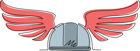 Célibataire un ligne dessin Gaule, gaélique guerrier casque avec ailes. guerrier symbole icône isolé. plat élément pour emblème, autocollant, badge, étiqueter, icône. moderne continu ligne dessiner conception graphique png