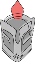 soltero uno línea dibujo casco de espartano guerrero símbolo, emblema. espartano casco icono logo, espartano casco, griego gladiador casco armadura. moderno continuo línea dibujar diseño gráfico ilustración png