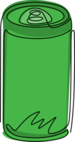 single doorlopend lijn tekening Frisdrank aluminium kan icoon. Frisdrank verfrissend drinken in zomer concept. voor folder, sticker, kaart, logo, symbool, afdrukken, poster. een lijn trek grafisch ontwerp illustratie png