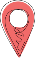 Single one line drawing Pin of map. Icon of drop pin. Place of location. Geo point for position and navigation. Pinpoint place on map. Symbol of travel, direction. Continuous line draw design png