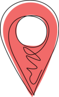 single een lijn tekening pin van kaart. icoon van laten vallen pin. plaats van plaats. geo- punt voor positie en navigatie. nauwkeurig plaats Aan kaart. symbool van reis, richting. doorlopend lijn trek ontwerp png