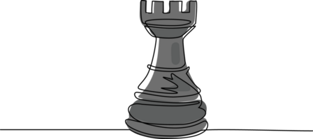 kontinuierlich einer Linie Zeichnung Schach Turm Logo isoliert. Schach Logo zum Netz Grundstück, App und drucken Präsentation. kreativ Kunst Konzept, eps 10. Single Linie zeichnen Design Illustration png