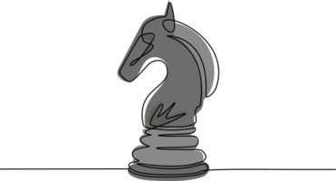 Single continuous line drawing horse knight chess logo isolated. Chess logo for web site, app and print presentation. Creative art concept. One line draw design illustration png