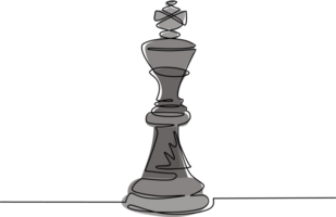 doorlopend een lijn tekening schaak koning logo geïsoleerd. schaak logo voor web plaats, app en afdrukken presentatie. creatief kunst concept, eps 10. single lijn trek ontwerp illustratie png