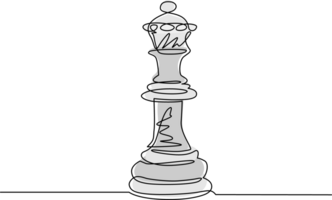 Single continuous line drawing chess queen logo isolated. Chess logo for web site, app, print presentation. Creative art concept, eps 10. One line draw design illustration png