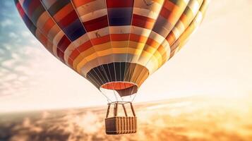 Hot air balloon of a beautiful Transportation with futuristic design. AI Generated. photo