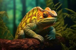 Chameleon in nature, national geography, Wide life animals. AI Generated. photo