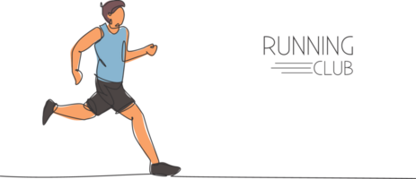 un continu ligne dessin de Jeune homme athlète coureur courir se détendre. individuel sport, compétitif concept. dynamique Célibataire ligne dessiner conception illustration graphique pour fonctionnement compétition affiche png