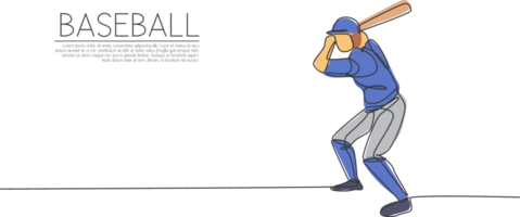 singolo continuo linea disegno giovane agile donna baseball giocatore pratica per colpire il sfera. sport esercizio concetto. di moda uno linea disegnare design grafico illustrazione per baseball promozione media png