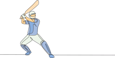 Single continuous line drawing of young agile man baseball player ready to hit the ball. Sport exercise concept. Trendy one line draw graphic design illustration for baseball promotion media png