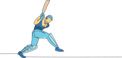 uno continuo línea dibujo de joven deportivo hombre béisbol lanzador práctica a golpear el pelota. competitivo deporte concepto. dinámica soltero línea dibujar diseño ilustración gráfico para promoción póster png