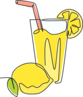 Célibataire continu ligne dessin de stylisé limonade la glace logo étiqueter. boisson citron boisson menu restaurant concept. moderne un ligne dessiner conception illustration pour café magasin ou nourriture livraison un service png