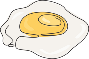 Single continuous line drawing of stylized healthy sunny side up egg logo label. Emblem food restaurant concept. Modern one line draw design illustration for cafe, shop or food delivery service png