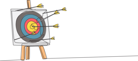 Single kontinuierlich Linie Zeichnung von Fachmann Bogenschütze Schuss Bogenschießen Ziel nicht auch genau. Bogenschießen Sport Übung mit das Bogen Konzept. modisch einer Linie zeichnen Design Illustration Grafik png