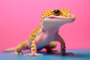 Very cute Leopard Gecko in nature, national geography, Wide life animals. AI Generated. photo