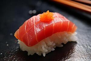 Sushi with Tuna on the plate, Japanese food. AI Generated. photo