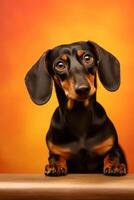 Very cute Dachshund in nature, national geography, Wide life animals. AI Generated. photo