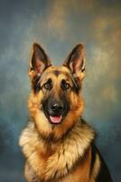 Very cute German Shepherd in nature, national geography, Wide life animals. AI Generated. photo