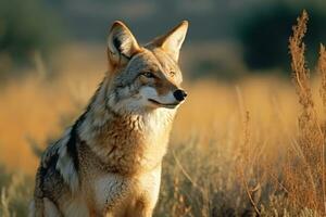 Coyote in nature, national geography, Wide life animals. AI Generated. photo