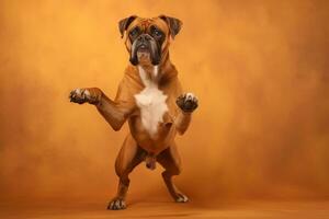 Cute Boxer in nature, national geography, Wide life animals. AI Generated. photo