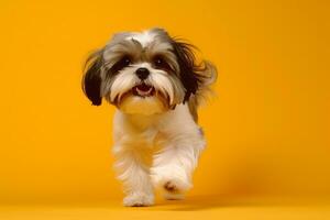 Cute Shih Tzu in nature, national geography, Wide life animals. AI Generated. photo