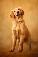 muy linda perrito dorado perdiguero en naturaleza, nacional geografía, amplio vida animales ai generado. foto