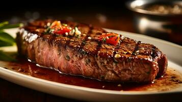Delmonico Steak is delicious food. AI Generated. photo