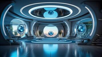 Foyer room of a beautiful futuristic design. . photo