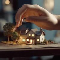 Free photo of real estate or property for template, social media design, architect designing and building a model house,