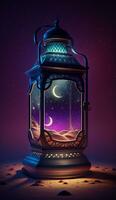 arabic lantern of ramadan celebration background illustration. AI Generative photo