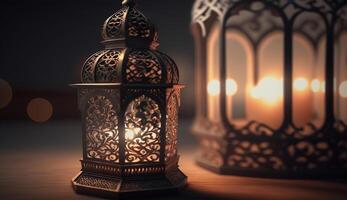 3d render mosque element in ornate arabic, Islamic archit ecture style interior. AI Generative photo