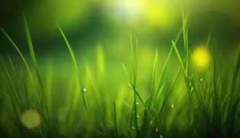 art abstract spring background or summer background with fresh grass. AI Generative photo