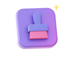 3d render of purple paint brush side icon for UI UX web mobile apps social media ads design png